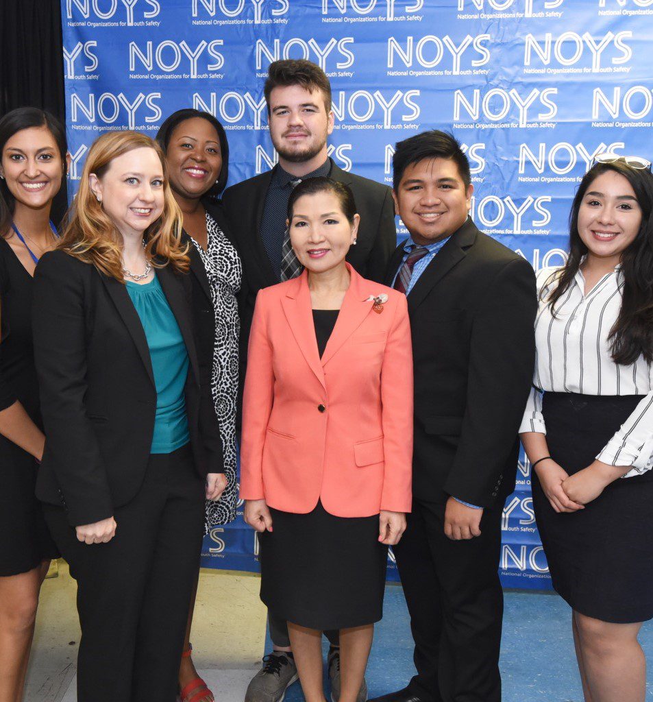 YCs Yumi Hogan ARai - Photo at youth-led press conference at 2017 lab