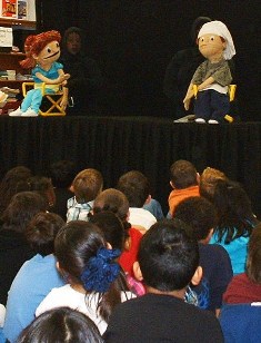 Puppets give a talk on personal safety