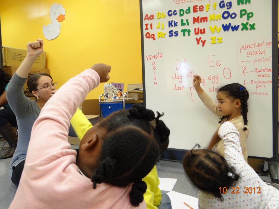 Reading Team preschoolers writing letters