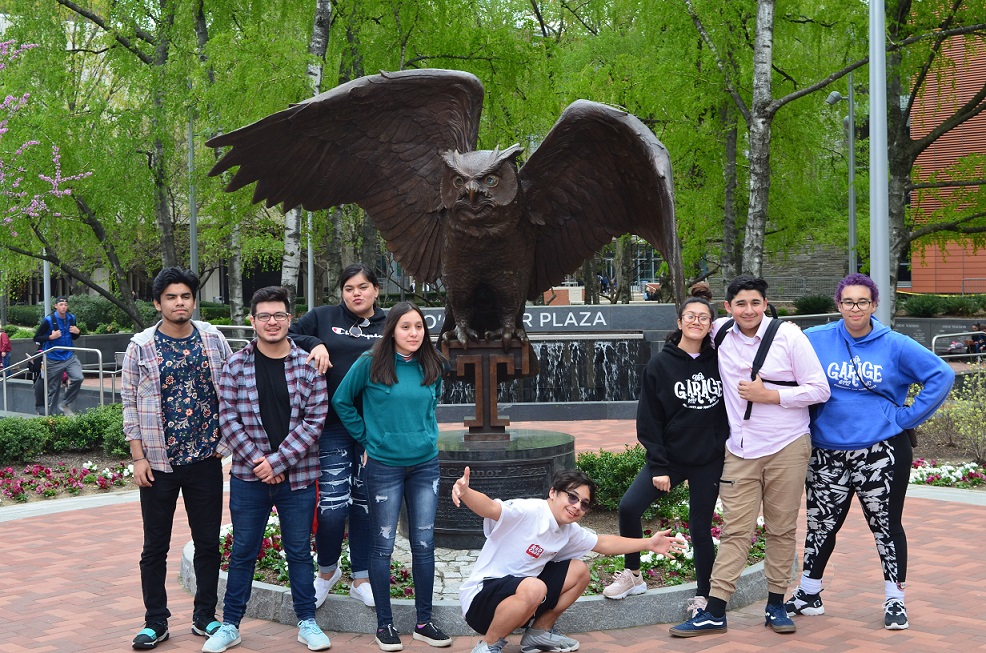 The Garage Community & Youth Center in front of Owl statue