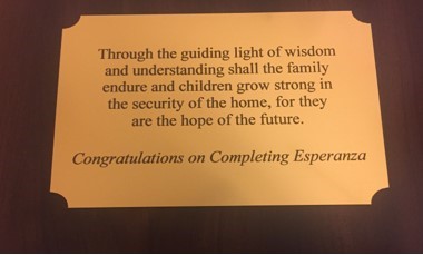 Esperanza graduation plaque