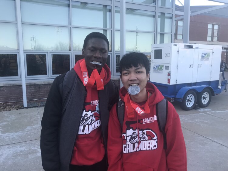 Teni and Cole at the FIRST engineering competition