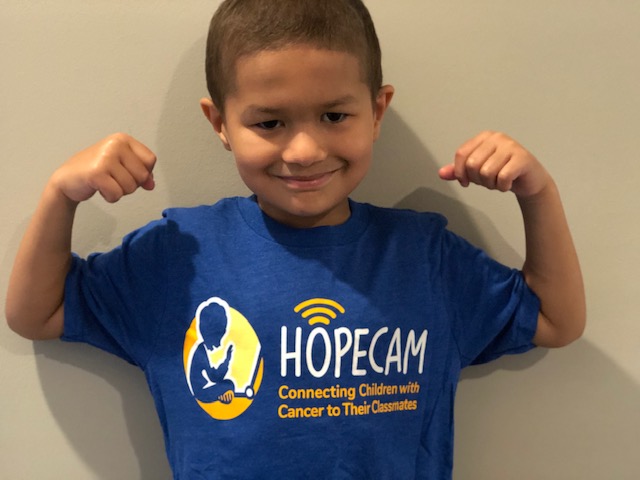 pediatric cancer patient shows fighting spirit thanks to Hopecam