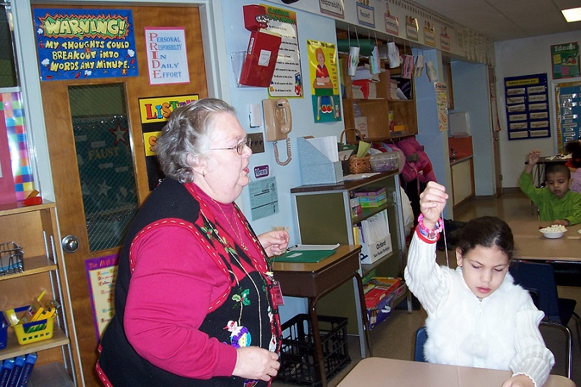 S.A.G.E. volunteer in the classrom