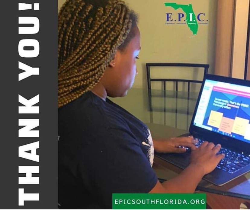 Thank you note from student who received a new laptop from the E.P.I.C. Foundation