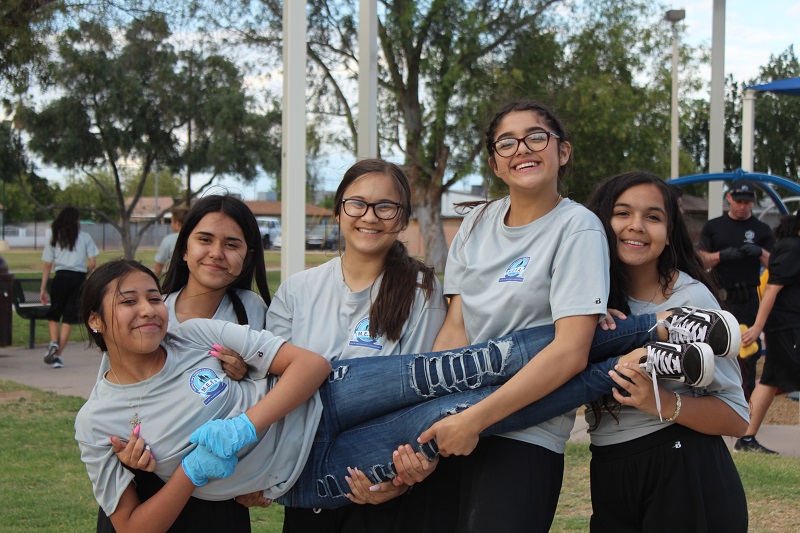 Smiling MESA program girl participants