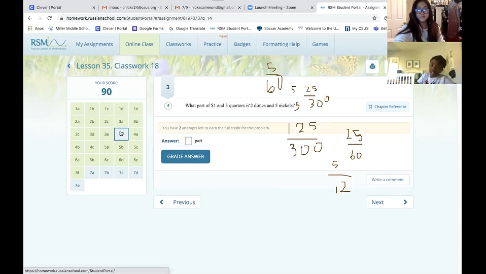 Keystone Mentorship virtual math tutoring session