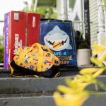 Food, care kits, and other items left on the doorstep of a new foster home