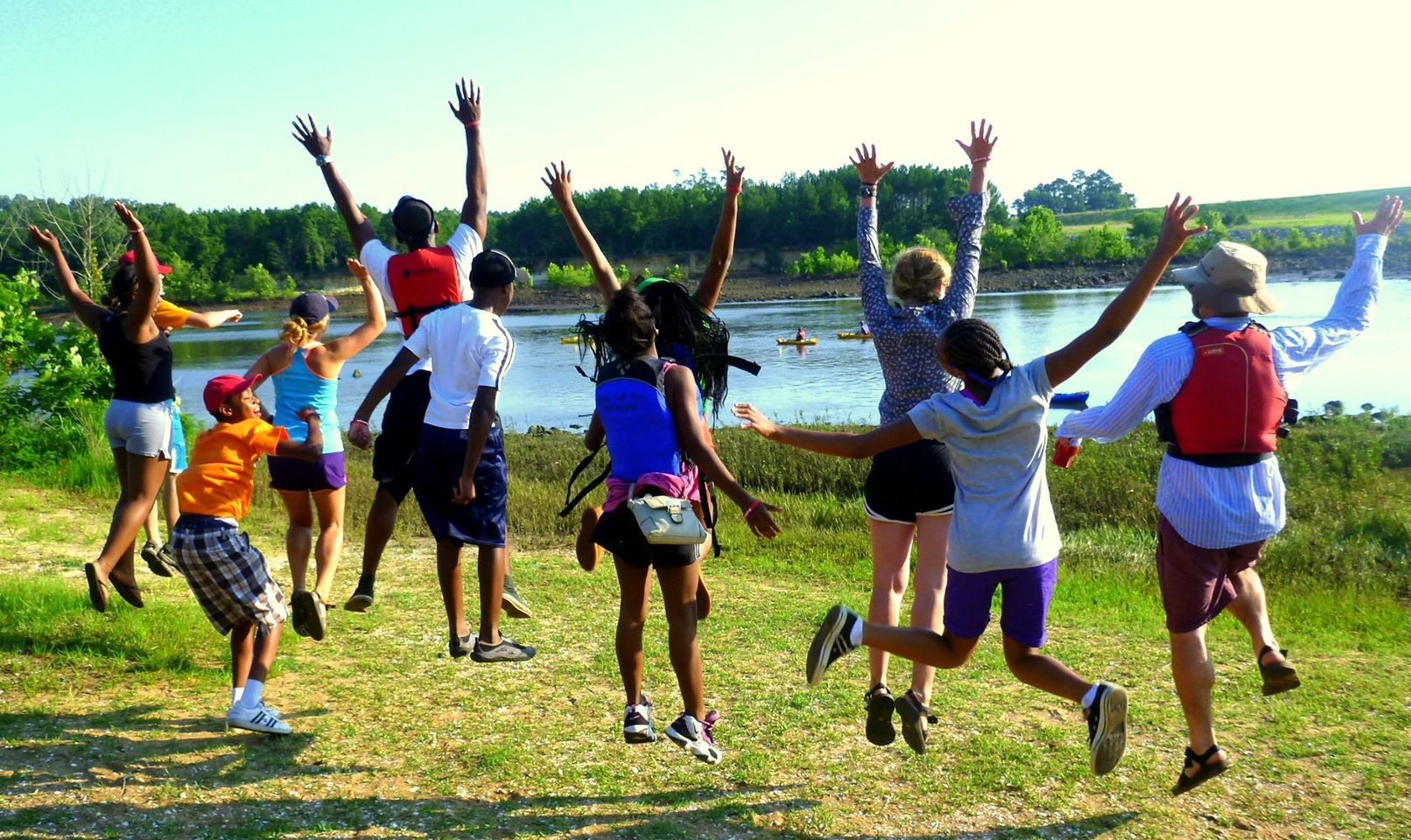 Campers leap for joy at Camp Horizon