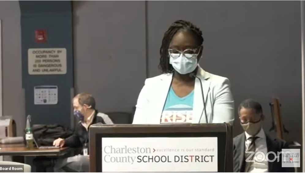 Charleston RISE alumna testifies at school board meeting