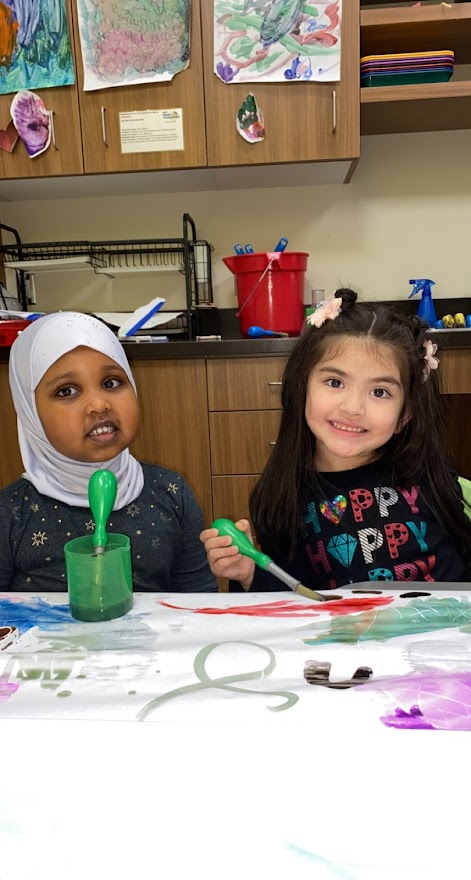 girls paint at LaunchPAD children's Museum