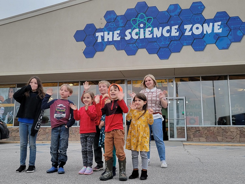 Kids at The Science Zone building.