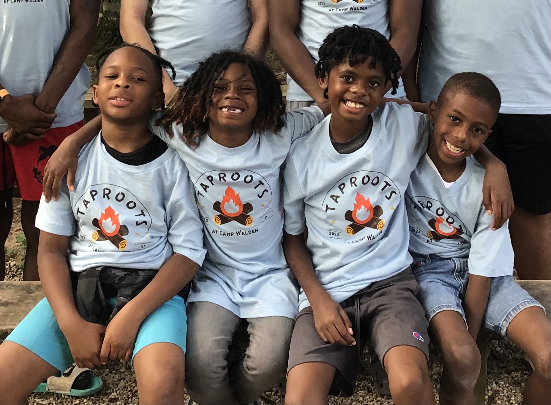 Taproots at Camp Walden group photo campers