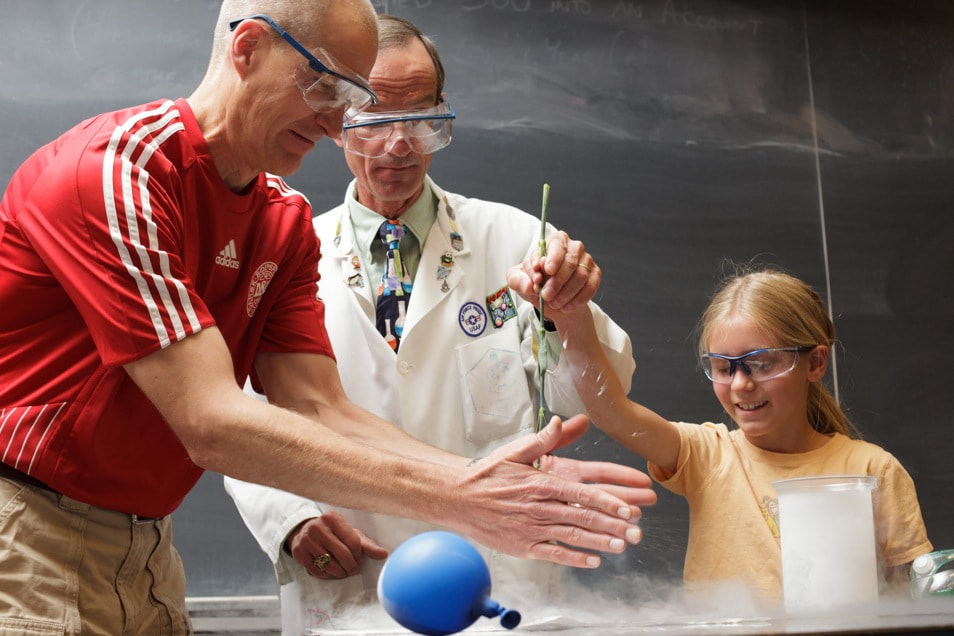 girl with goggles scientists