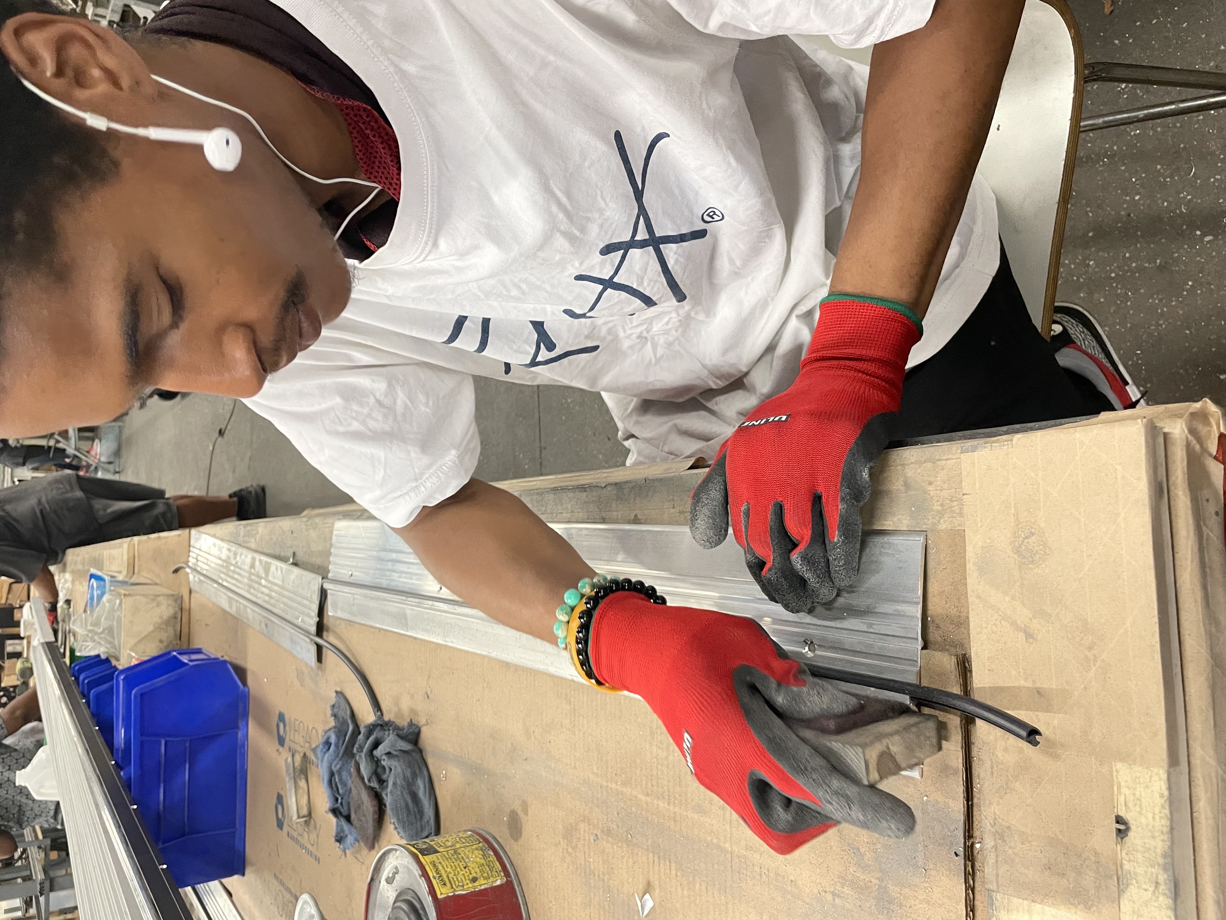 Getting Out and Staying Out (GOSO) participant engaged in woodshop work