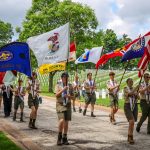 Marching with flags Greater St. Louis Area Scouting