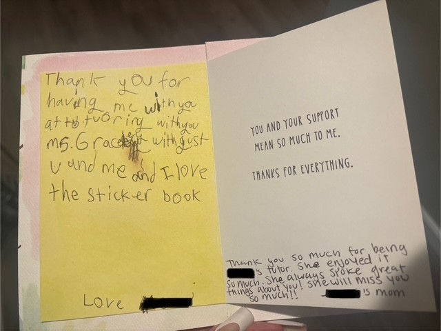 Thank you note to teacher