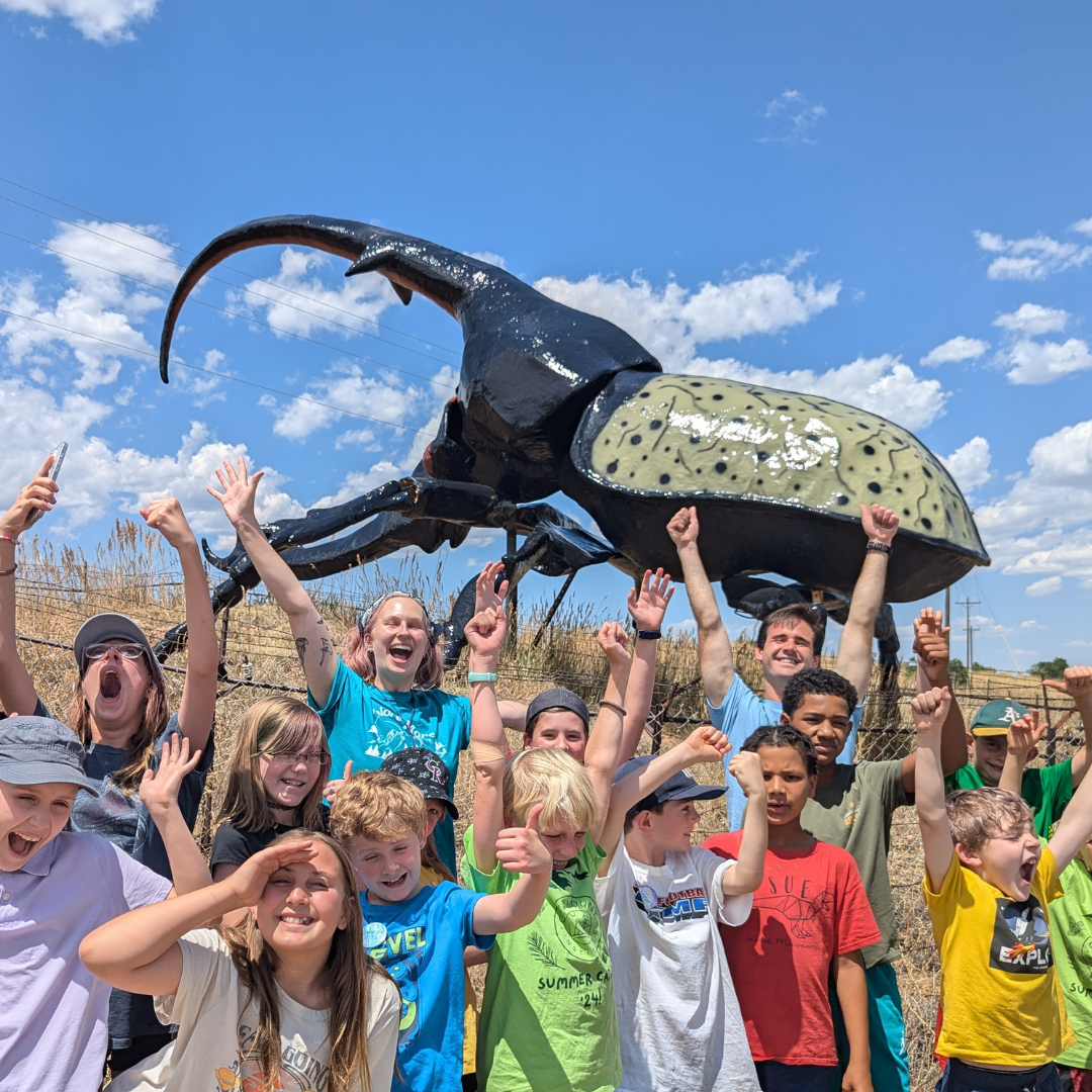 ANNALEE with kids and big bug, Catamount Institute